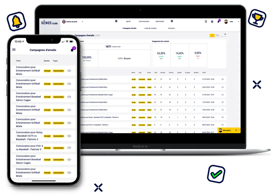 Emails sur téléphone et PC
